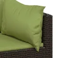 Salon de jardin 3 pcs avec coussins marron résine tressée