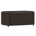 Salon de jardin 3 pcs avec coussins marron résine tressée