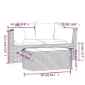 Salon de jardin 3 pcs avec coussins marron résine tressée