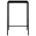 Table de bar de jardin Noir 70x70x110cm Résine tressée et verre