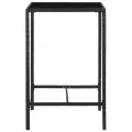 Table de bar de jardin Noir 70x70x110cm Résine tressée et verre