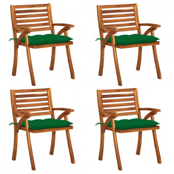 Chaises de jardin avec coussins 4 pcs Bois de teck solide