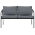 Canapé de jardin à 2 places avec coussins Gris Aluminium