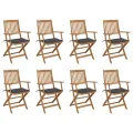 Chaises pliables d'extérieur avec coussins 8 pcs Bois d'acacia