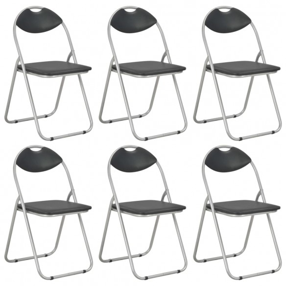 Chaises pliantes à manger lot de 6 noir similicuir