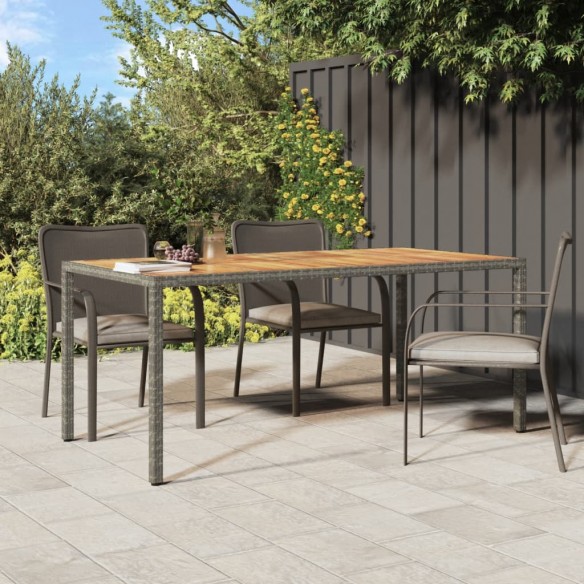 Table de jardin 190x90x75 cm Résine tressée/bois d'acacia Gris