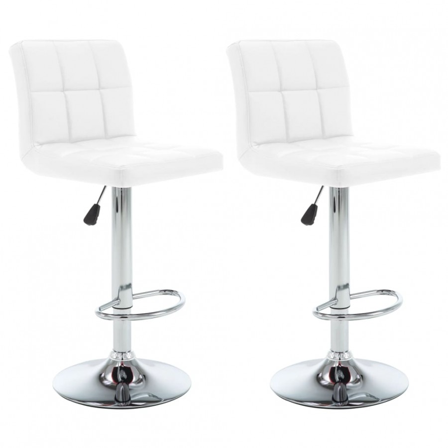 Tabourets de bar lot de 2 blanc similicuir