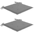 Chaises de jardin avec coussins gris 2 pcs Bois de teck massif