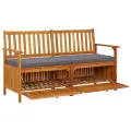 Banc de rangement avec coussin 148 cm Bois d'acacia solide