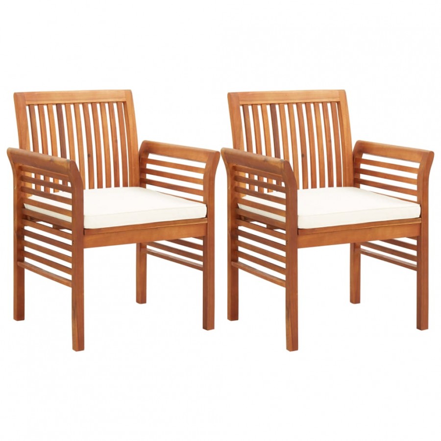 Chaises à dîner de jardin et coussins 2pcs Bois d'acacia massif