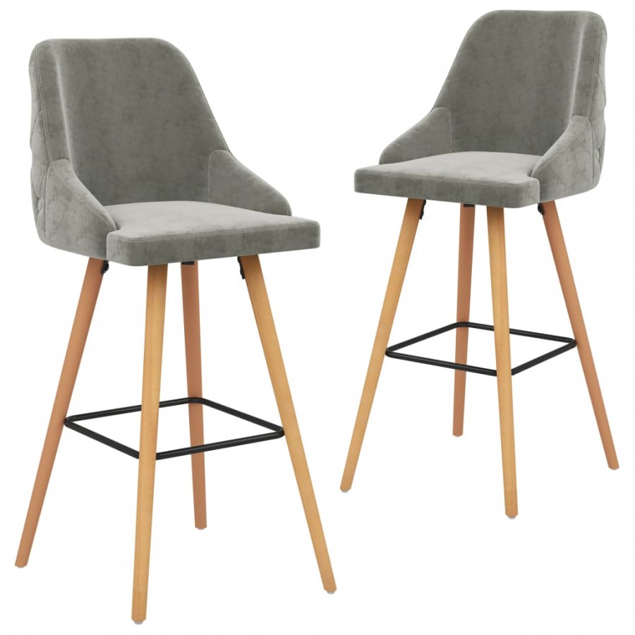 Tabourets de bar lot de 2 gris clair velours