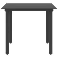 Table à dîner de jardin Noir 80x80x74 cm Acier et verre