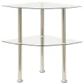 Table d'appoint 2 niveaux Transparent 38x38x50 cm Verre trempé
