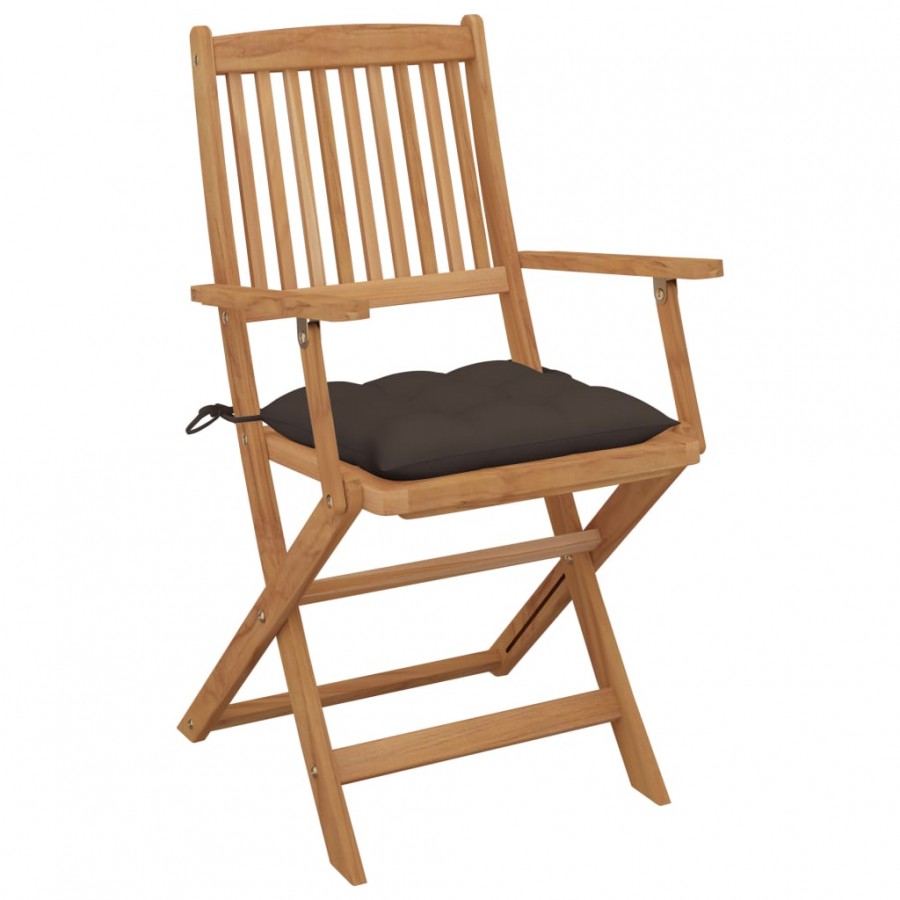 Chaises pliables de jardin 4 pcs avec coussins Bois d'acacia