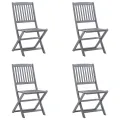 Chaises pliables d'extérieur 4 pcs avec coussins Bois d'acacia
