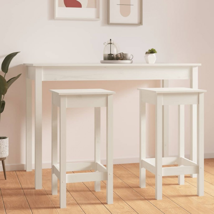 Tabourets de bar 2 pcs blanc 40x40x78 cm bois massif de pin