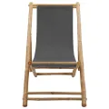 Chaise de terrasse Bambou et toile Gris foncé