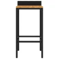 Tabourets de bar 2 pcs noir résine tressée et bois d'acacia