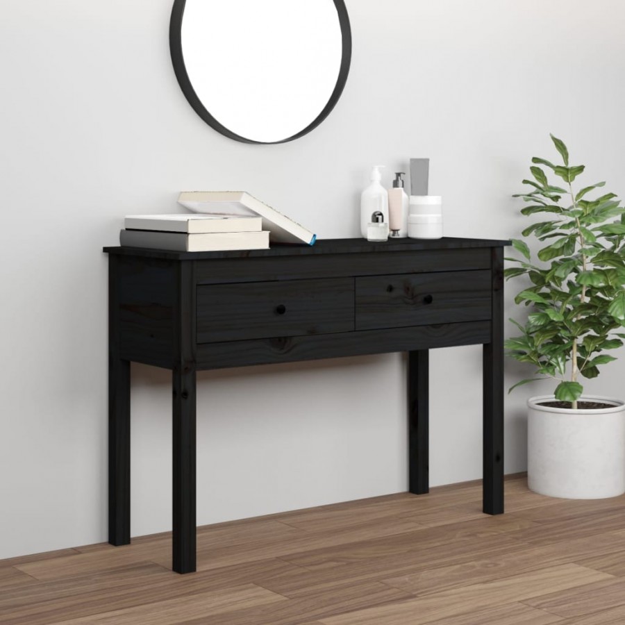 Table console Noir 100x35x75 cm Bois massif de pin