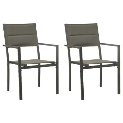 Chaises de jardin 2 pcs Textilène et acier Gris et anthracite
