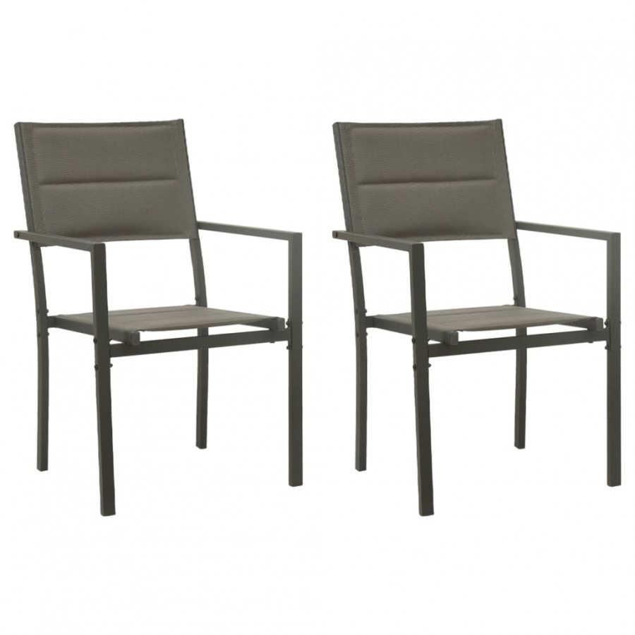 Chaises de jardin 2 pcs Textilène et acier Gris et anthracite