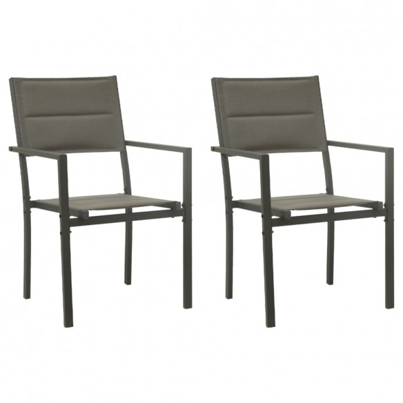 Chaises de jardin 2 pcs Textilène et acier Gris et anthracite