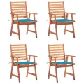 Chaises à dîner d'extérieur 4 pcs avec coussins Acacia massif
