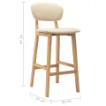 Tabourets de bar lot de 2 crème tissu