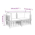 Canapés d'angle sectionnels avec coussins 2 pcs résine tressée