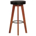 Tabourets de bar 2 pcs Cuir véritable et bois d'acacia solide