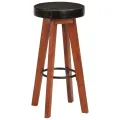 Tabourets de bar 2 pcs Cuir véritable et bois d'acacia solide
