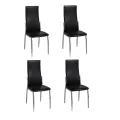 Chaises à manger lot de 4 noir similicuir