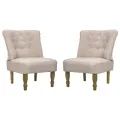 Chaises en style français lot de 2 crème tissu
