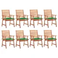 Chaises à dîner d'extérieur 8 pcs avec coussins Acacia massif