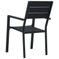 Chaises de jardin 4 pcs Noir PEHD Aspect de bois