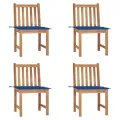 Chaises de jardin 4 pcs avec coussins Bois de teck massif