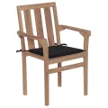 Chaises de jardin empilables avec coussins 6 pcs Teck solide