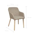 Chaises à manger lot de 4 beige tissu et chêne massif