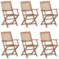 Chaises pliables de jardin 6 pcs avec coussins Bois d'acacia