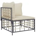 Salon de jardin 4 pcs avec coussins anthracite résine tressée