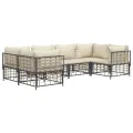 Salon de jardin 6 pcs avec coussins anthracite résine tressée