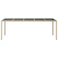 Table de jardin Beige 250x100x75 cm Verre trempé et poly rotin