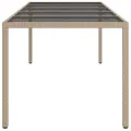 Table de jardin Beige 250x100x75 cm Verre trempé et poly rotin