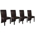 Chaises à manger lot de 4 marron foncé similicuir