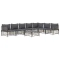 Salon de jardin 8 pcs avec coussins anthracite résine tressée