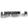 Salon de jardin 7 pcs avec coussins anthracite résine tressée