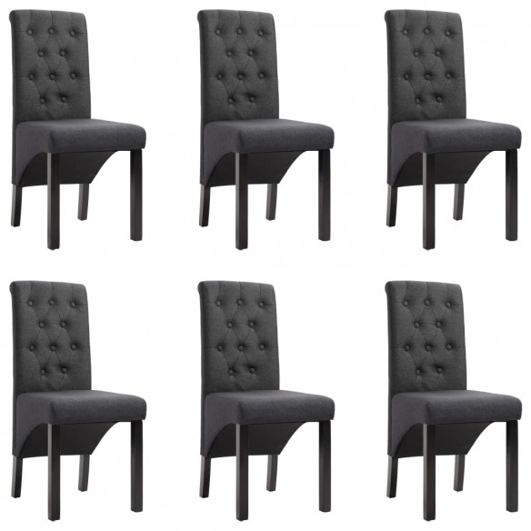 Chaises à manger lot de 6 gris foncé tissu