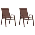 Chaises empilables de jardin 2 pcs Marron Tissu textilène