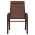 Chaises empilables de jardin 2 pcs Marron Tissu textilène