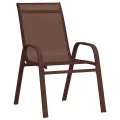 Chaises empilables de jardin 2 pcs Marron Tissu textilène